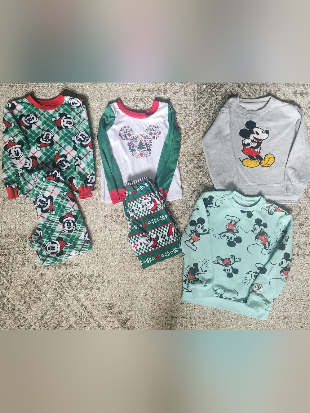 Mickey Mouse Kids Pajama Set - Green Plaid & Mint Styles